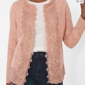 Chicos 4 XXL 22/24 NWTLite Coral Perforated Laser Cut Faux Suede Open - FINAL